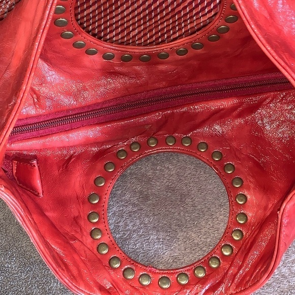 Faux Leather woven studded Large Clutch Purse in Wine Red - Picture 7 of 11